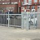 Steel palisade gates in Essex